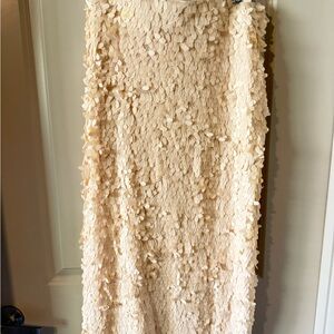 H&M Cream Textured Pencil Skirt